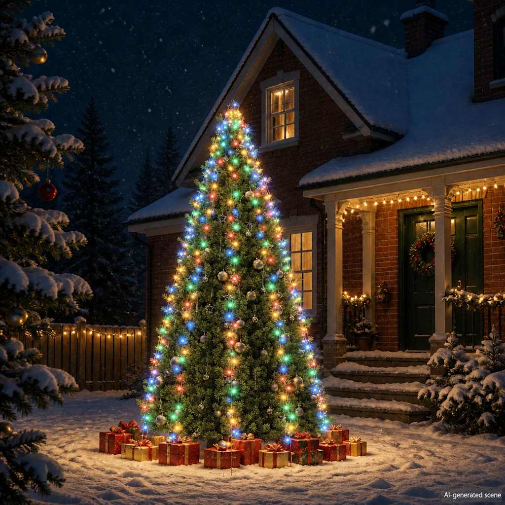 Tree Light | Dark green wire, colourful lights | PVC | For 400 cm trees