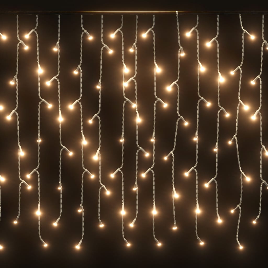 vidaXL LED Curtain Icicle Lights 10m 400 LED Warm White 8 Function