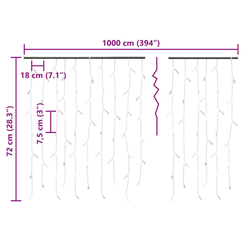 LED Curtain Icicle Lights 10m 400 LED Blue 8 Function