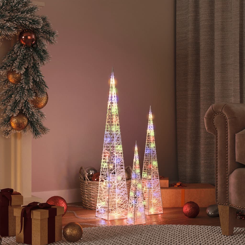 vidaXL Acrylic Decorative LED Light Cone Set Multicolour 30/45/60cm