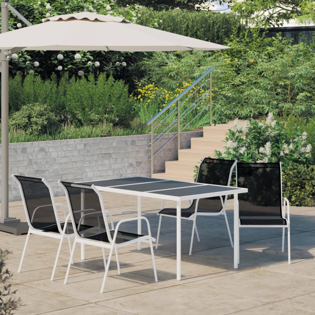 vidaXL 5 Piece Outdoor Dining Set Steel Black