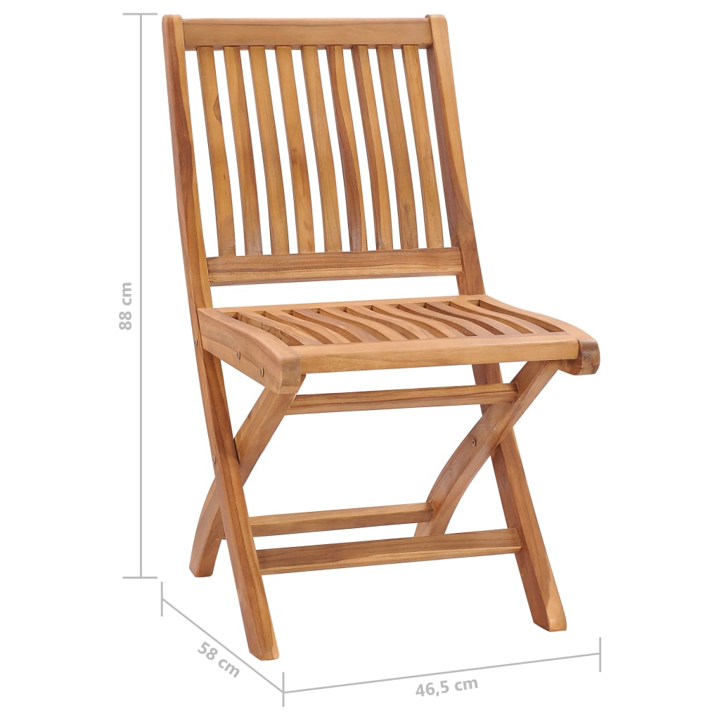 Garden Chair | Set of 8 | Brown | Solid Teak Wood | Standard | Foldable