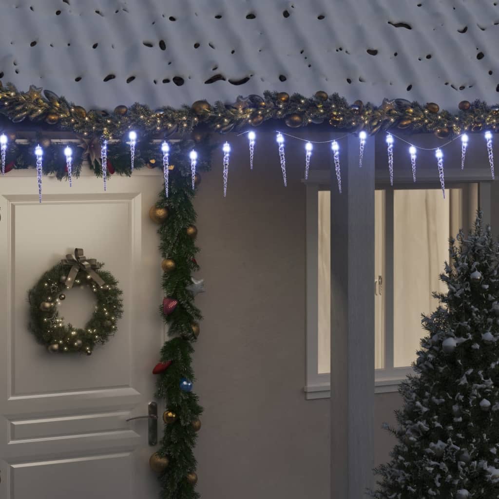 Noël Icicle Lights 40pcs Télécommande Acrylique Blanc Froid