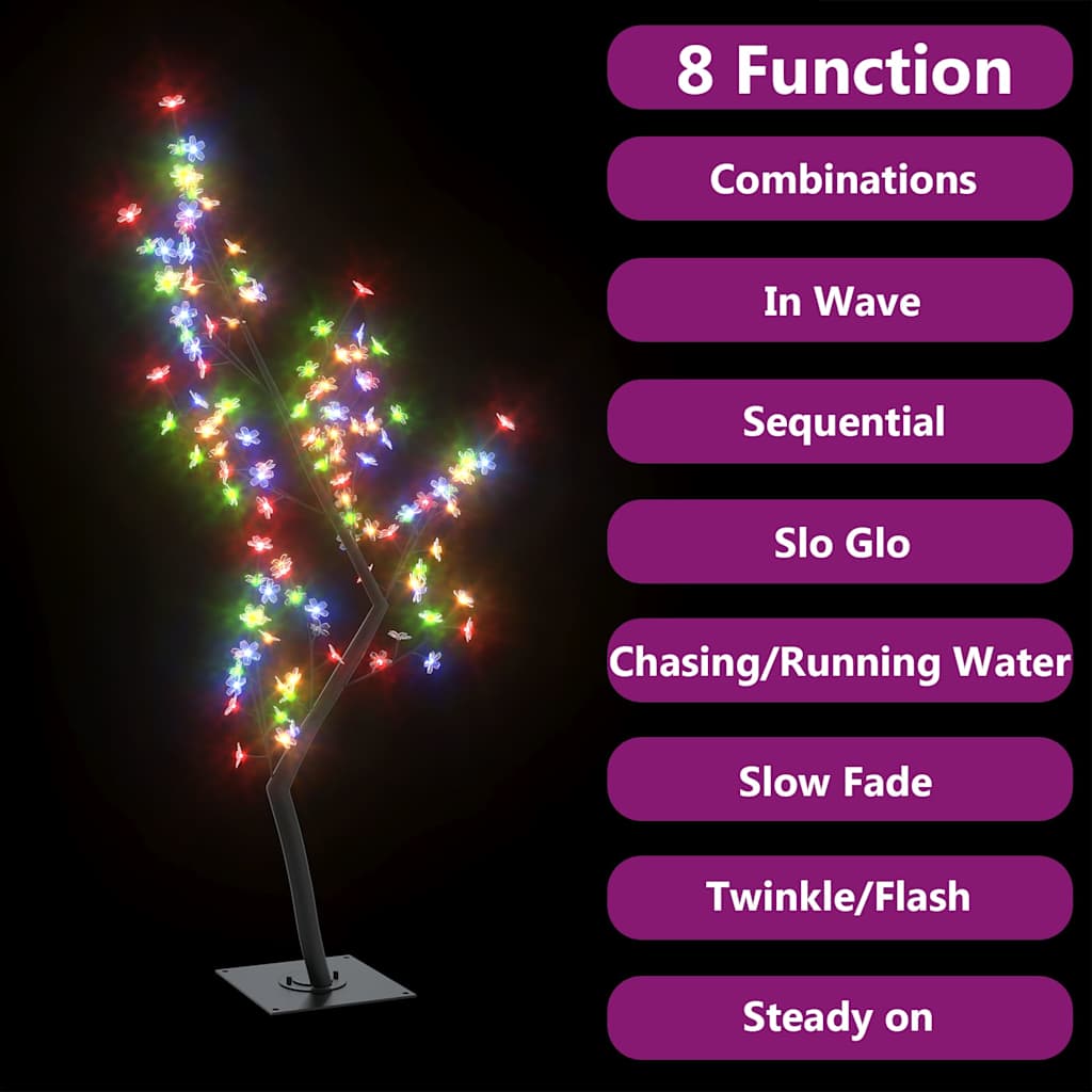 Christmas Tree 128 LEDs Colourful Light Cherry Blossom 120 cm