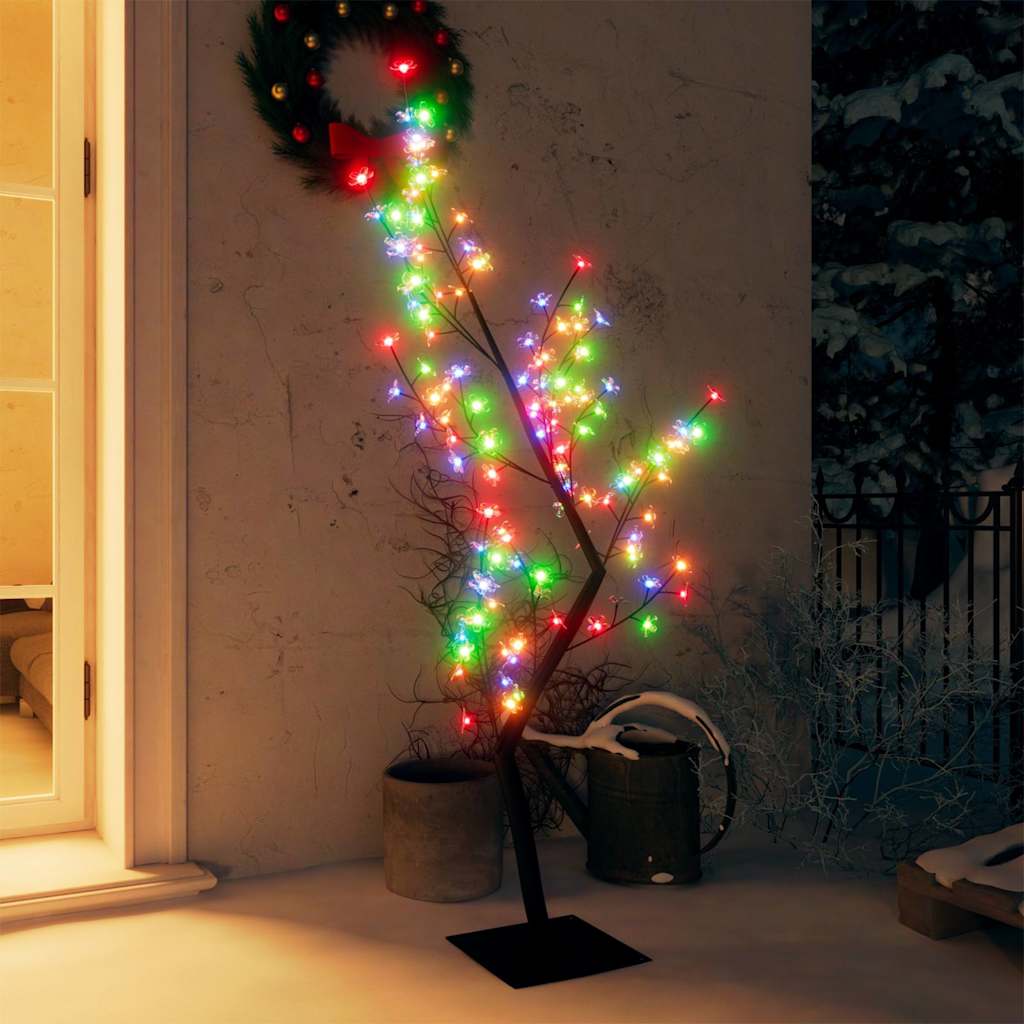 Christmas Tree 128 LEDs Colourful Light Cherry Blossom 120 cm