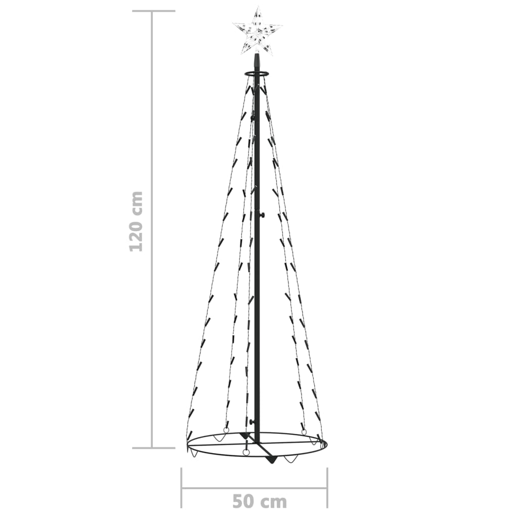 vidaXL Christmas Cone Tree Cold White 70 LEDs Decoration 50x120 cm