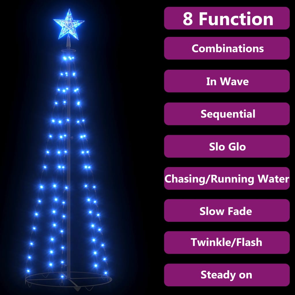 vidaXL Christmas Cone Tree Blue 84 LEDs Decoration 50x150 cm