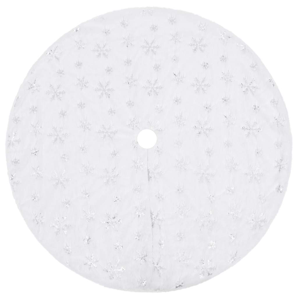 330272 vidaXL Luxury Christmas Tree Skirt White 90 cm Faux Fur