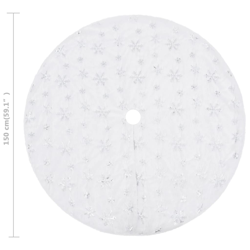 vidaXL Luxury Christmas Tree Skirt White 150 cm Faux