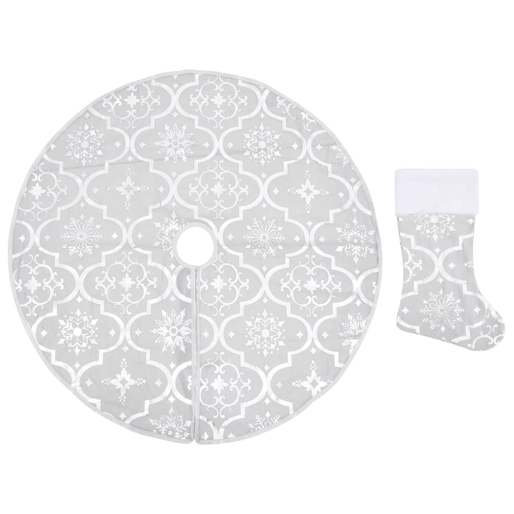 vidaXL Luxury Christmas Tree Skirt with Sock White 90 cm Fabric