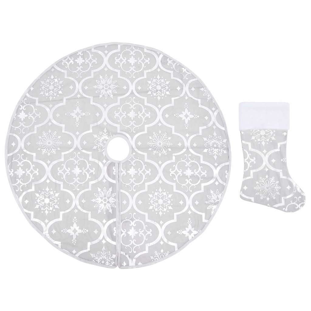 330288 vidaXL Luxury Christmas Tree Skirt with Sock White 122 cm Fabric