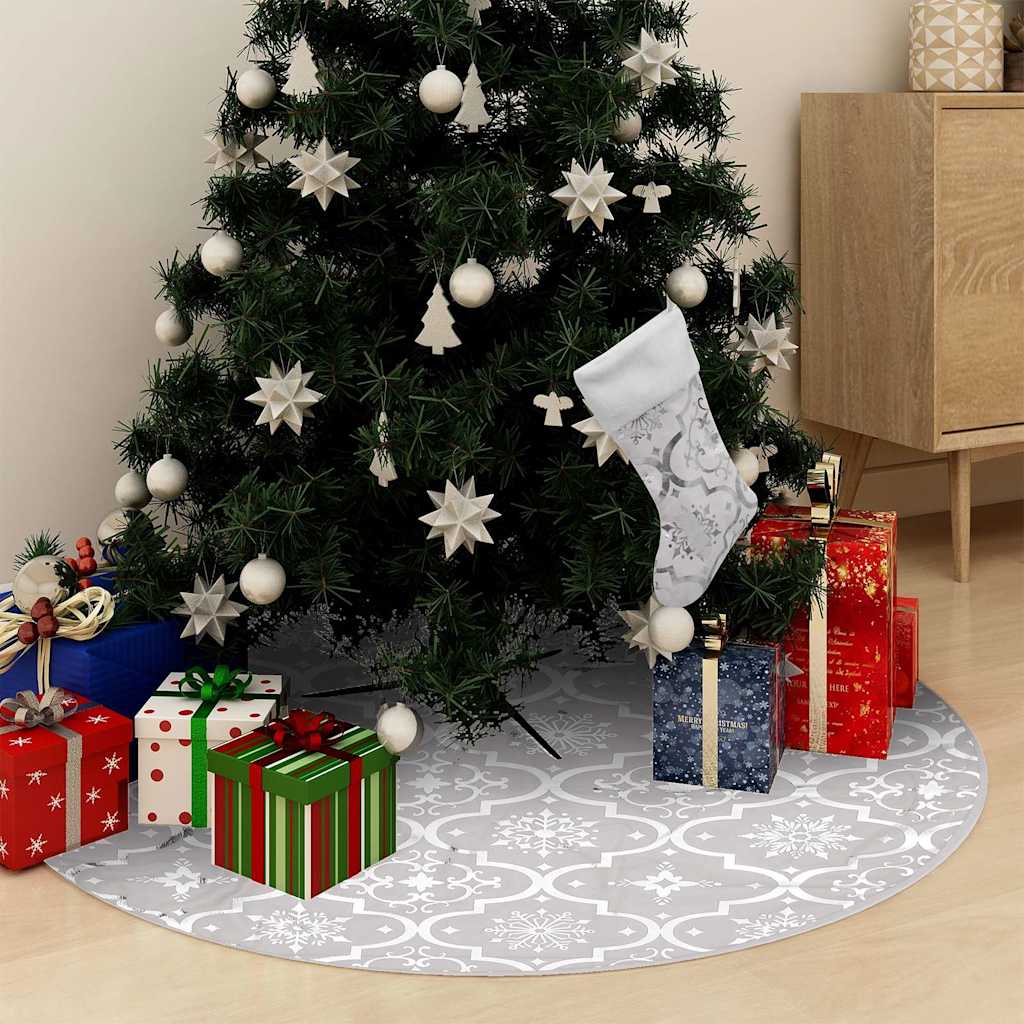 330288 vidaXL Luxury Christmas Tree Skirt with Sock White 122 cm Fabric