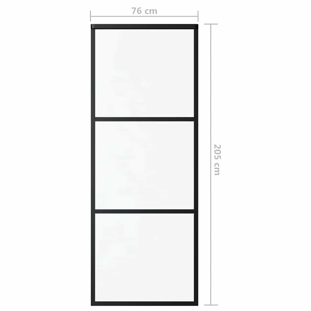 151008 vidaXL Sliding Door 3-Panel ESG Glass and Aluminium 76x205 cm Black