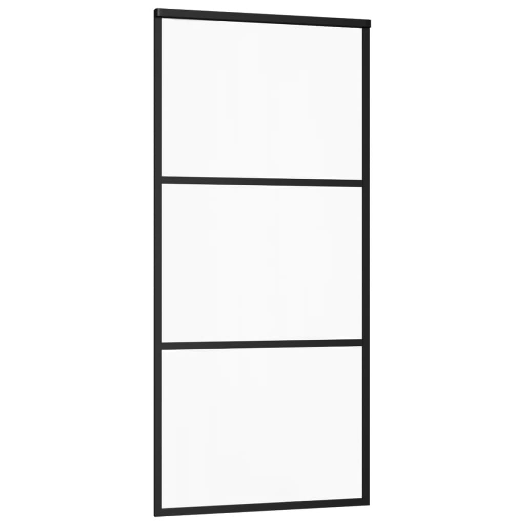 vidaXL Sliding Door ESG Glass and Aluminium 90x205 cm Black