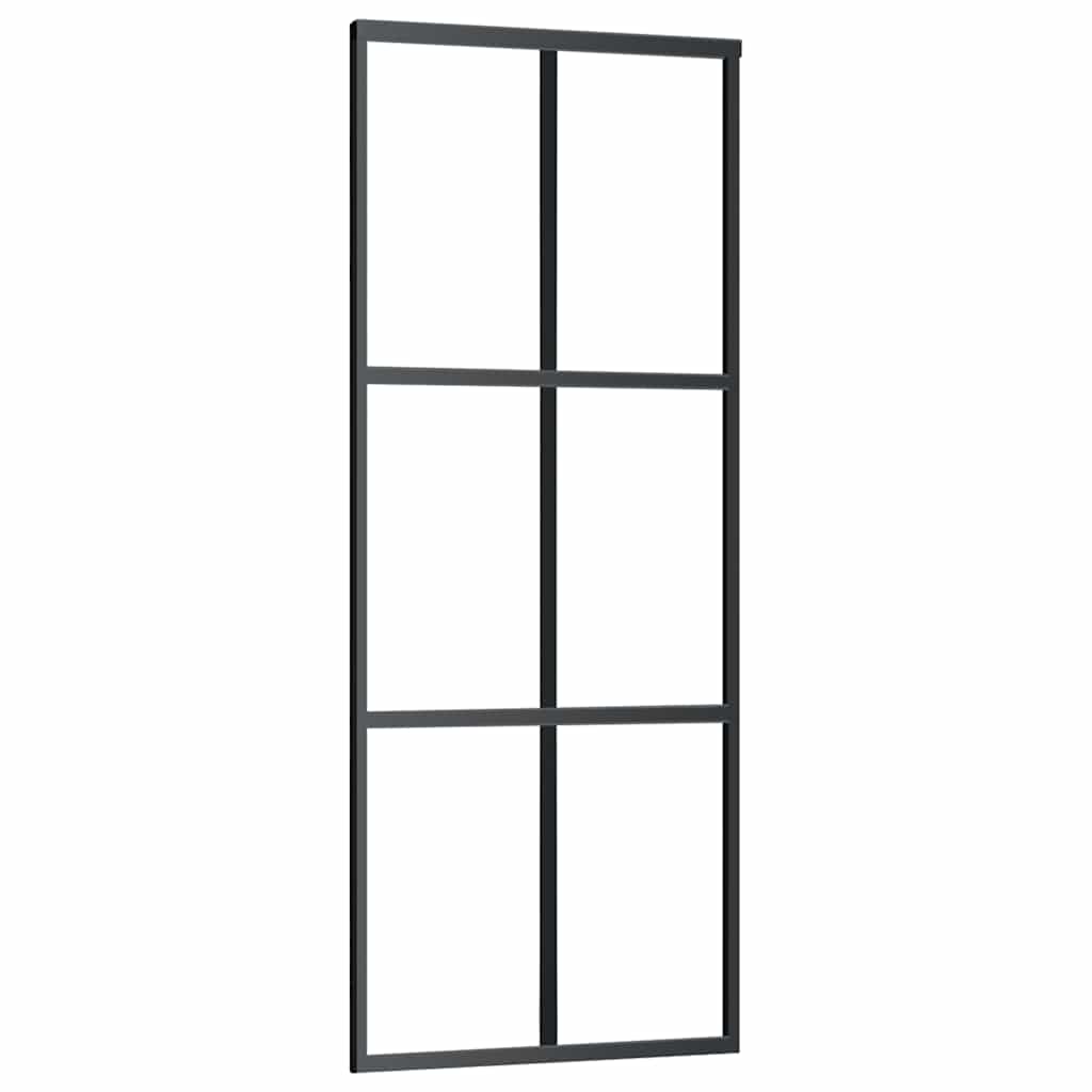 151011 vidaXL Sliding Door ESG Glass and Aluminium 76x205 cm Black