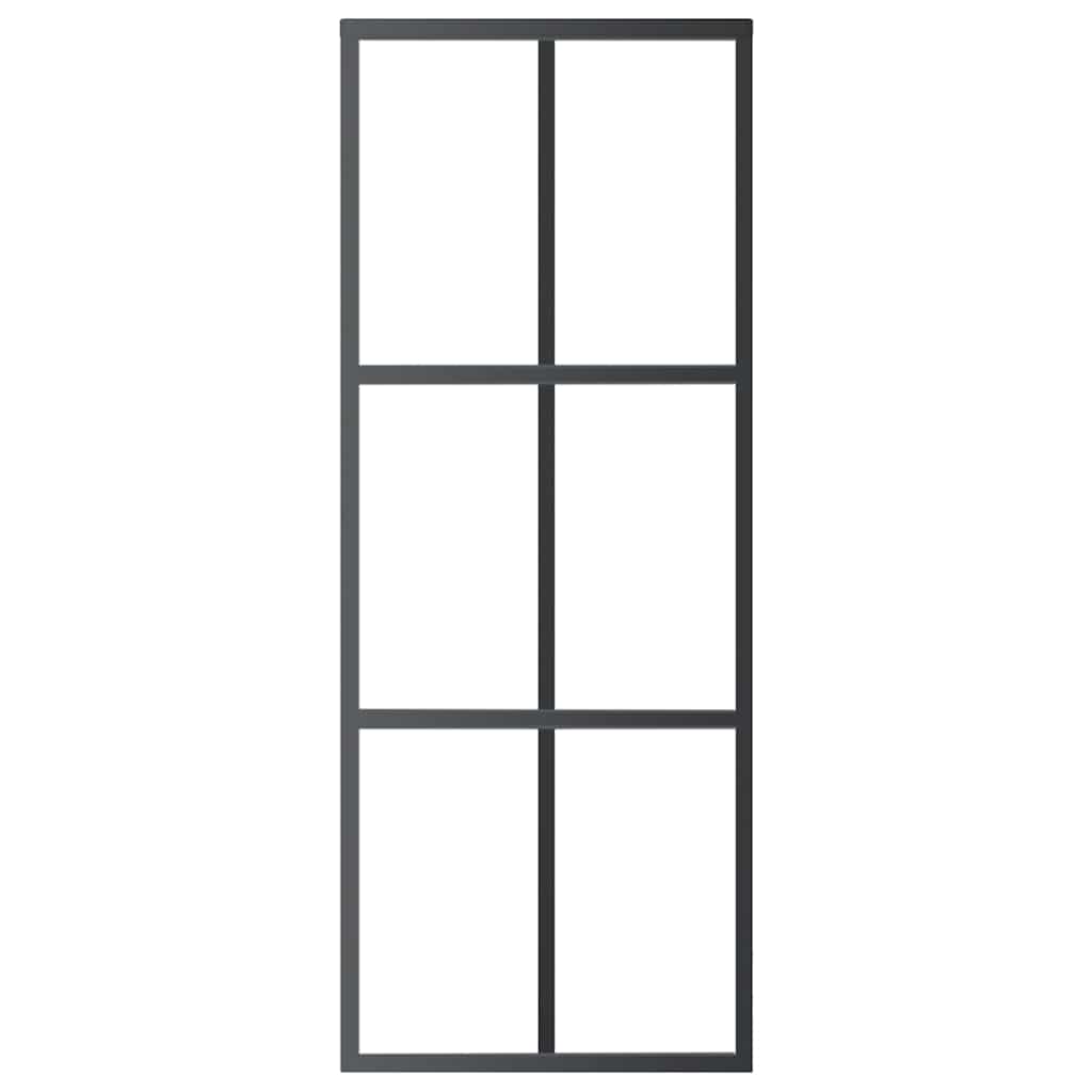 151011 vidaXL Sliding Door ESG Glass and Aluminium 76x205 cm Black