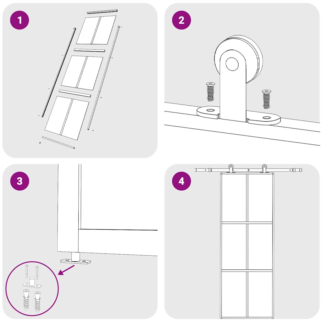 151011 vidaXL Sliding Door ESG Glass and Aluminium 76x205 cm Black