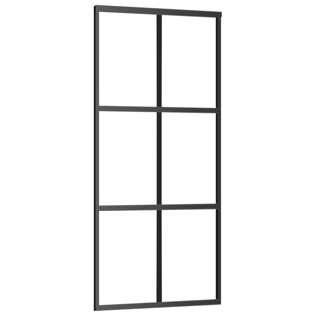 vidaXL Sliding Door ESG Glass and Aluminium 90x205 cm Black