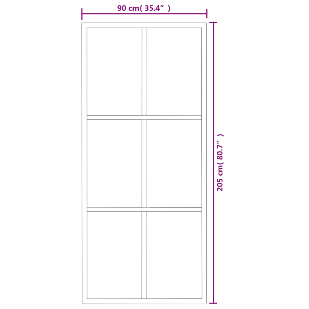 vidaXL Sliding Door ESG Glass and Aluminium 90x205 cm Black