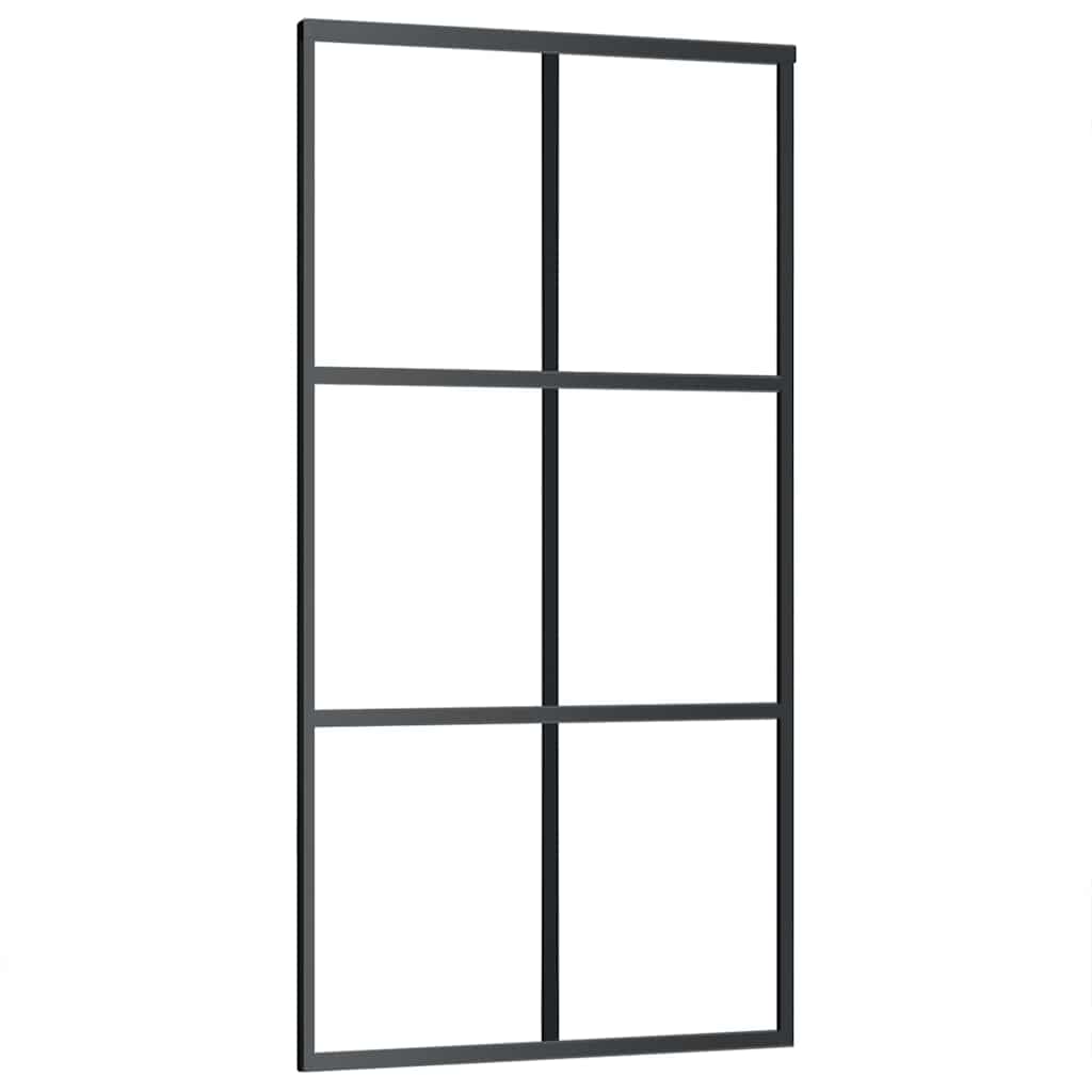151013 vidaXL Sliding Door ESG Glass and Aluminium 102x205 cm Black