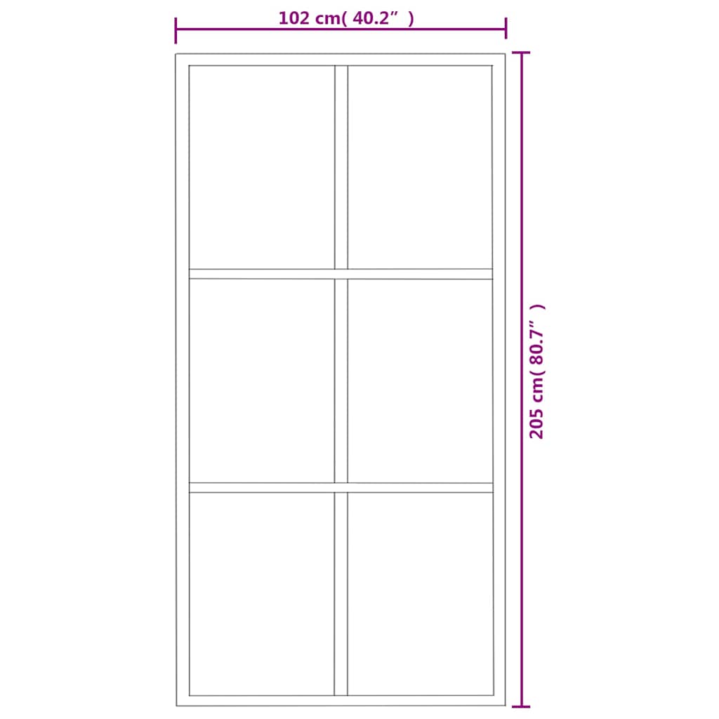151013 vidaXL Sliding Door ESG Glass and Aluminium 102x205 cm Black