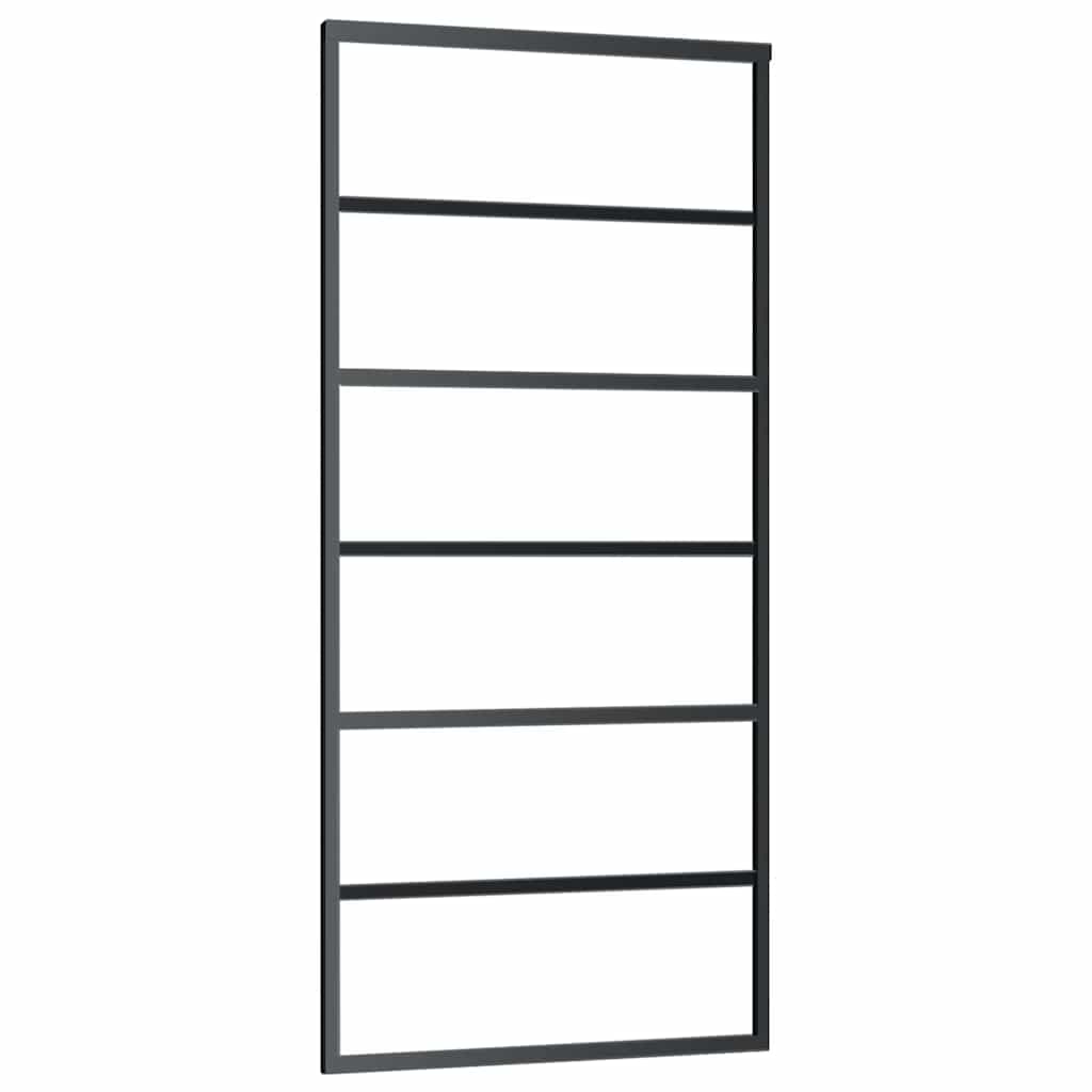 151015 vidaXL Sliding Door ESG Glass and Aluminium 90x205 cm Black