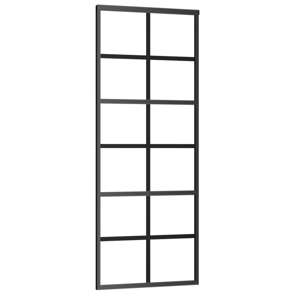 vidaXL Sliding Door ESG Glass and Aluminium 76x205 cm Black