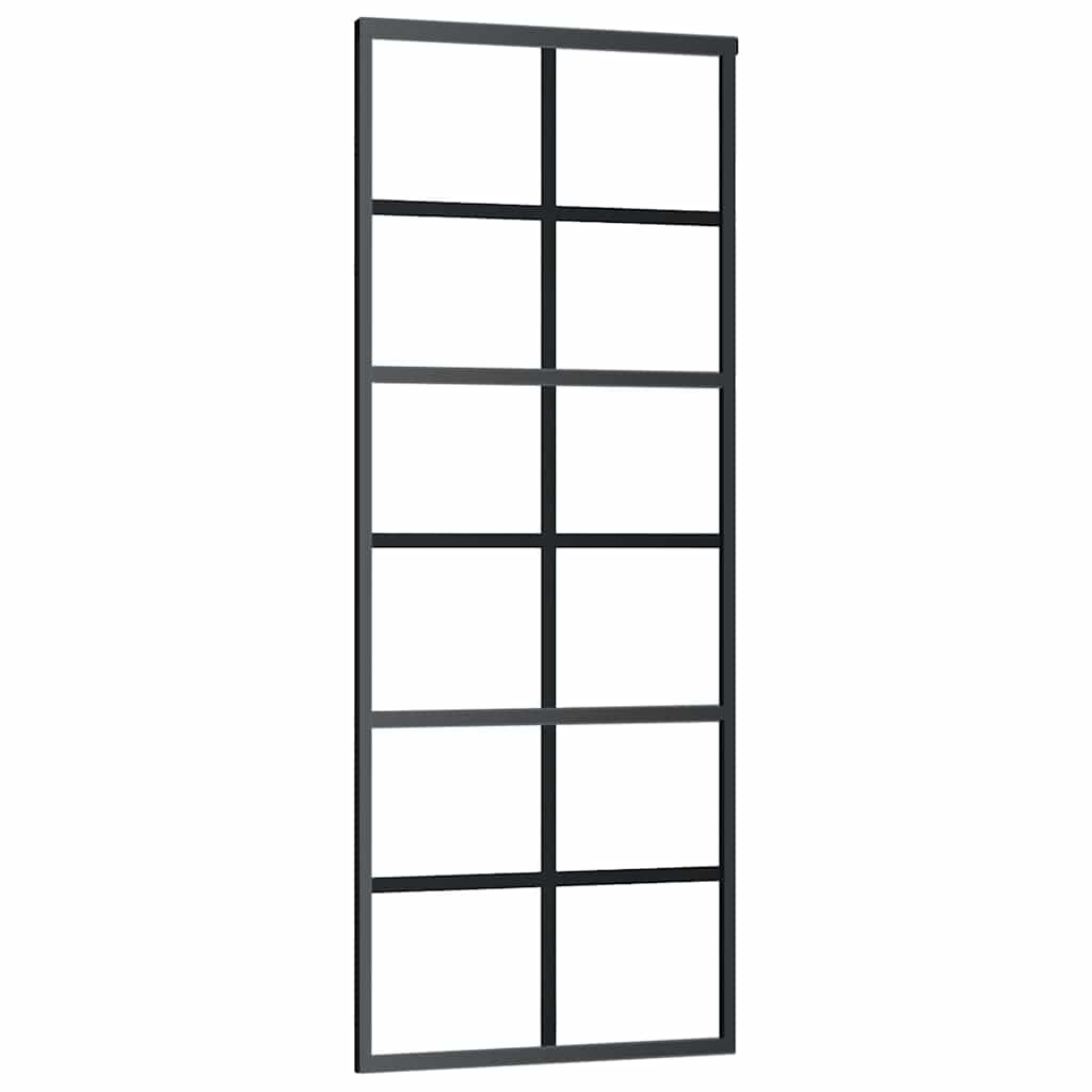 151017 vidaXL Sliding Door ESG Glass and Aluminium 76x205 cm Black