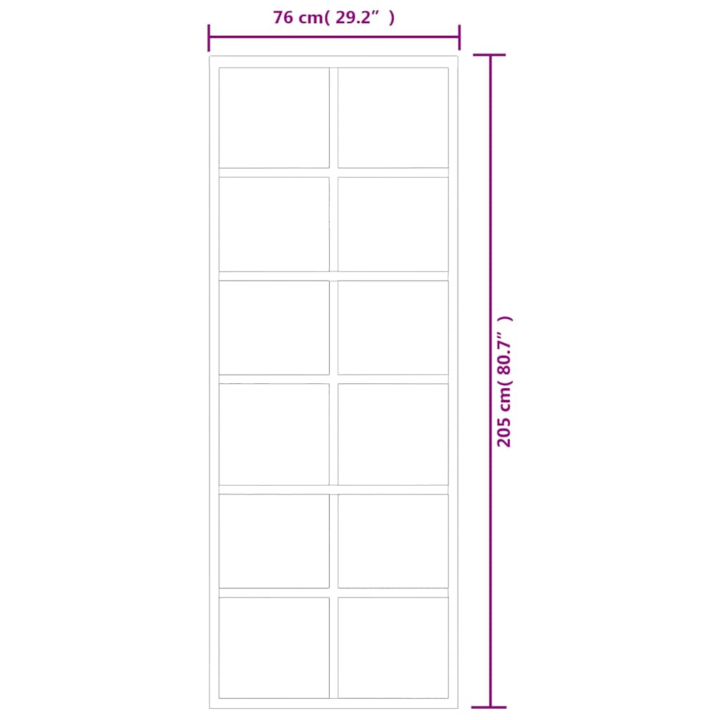 151017 vidaXL Sliding Door ESG Glass and Aluminium 76x205 cm Black