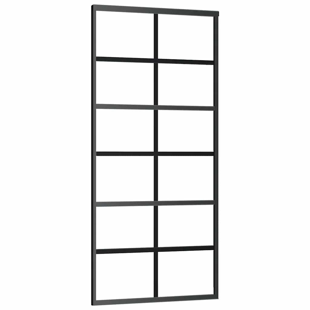 151018 vidaXL Sliding Door ESG Glass and Aluminium 90x205 cm Black