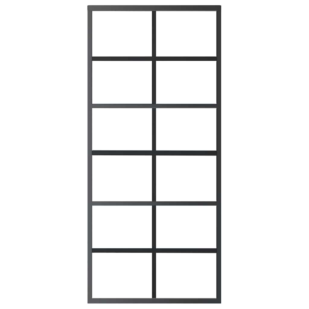 151018 vidaXL Sliding Door ESG Glass and Aluminium 90x205 cm Black