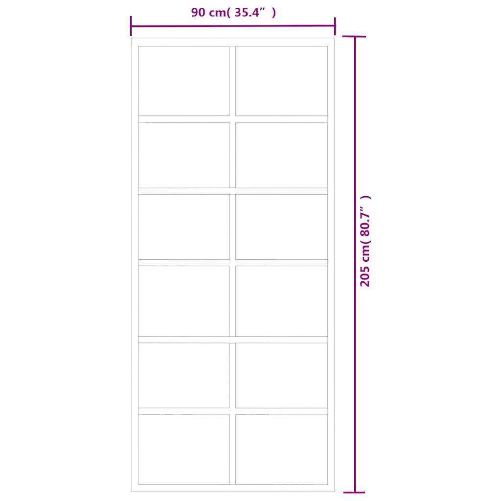 151018 vidaXL Sliding Door ESG Glass and Aluminium 90x205 cm Black
