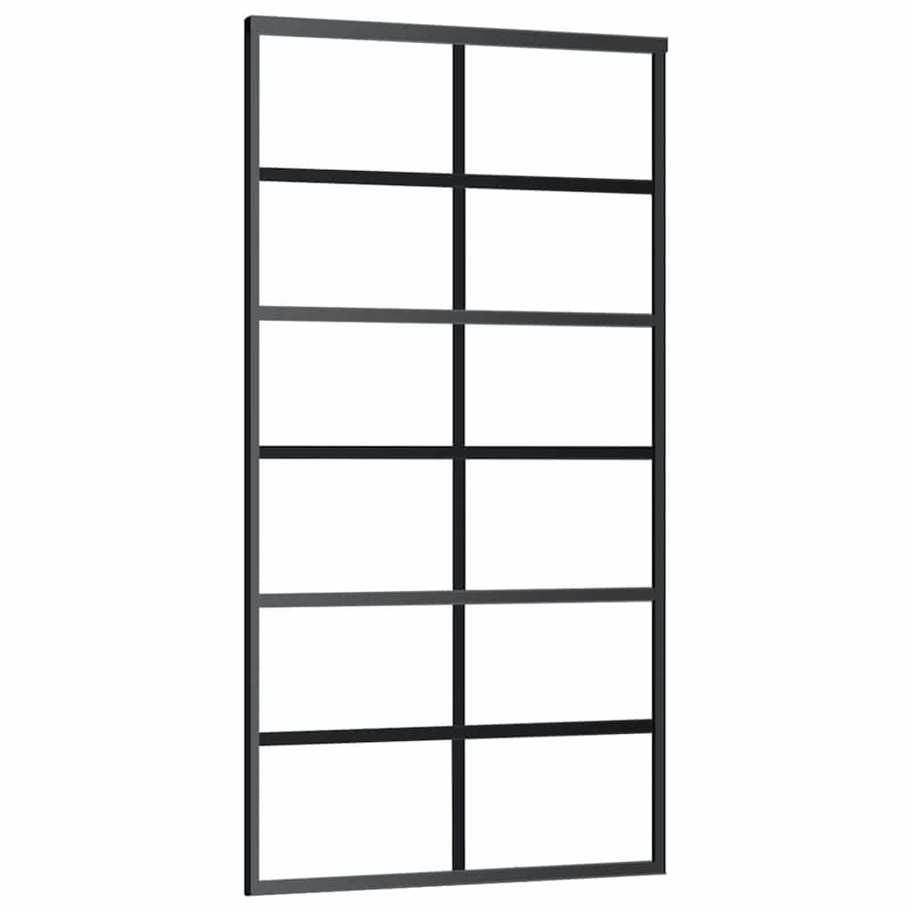 151019 vidaXL Sliding Door ESG Glass and Aluminium 102x205 cm Black