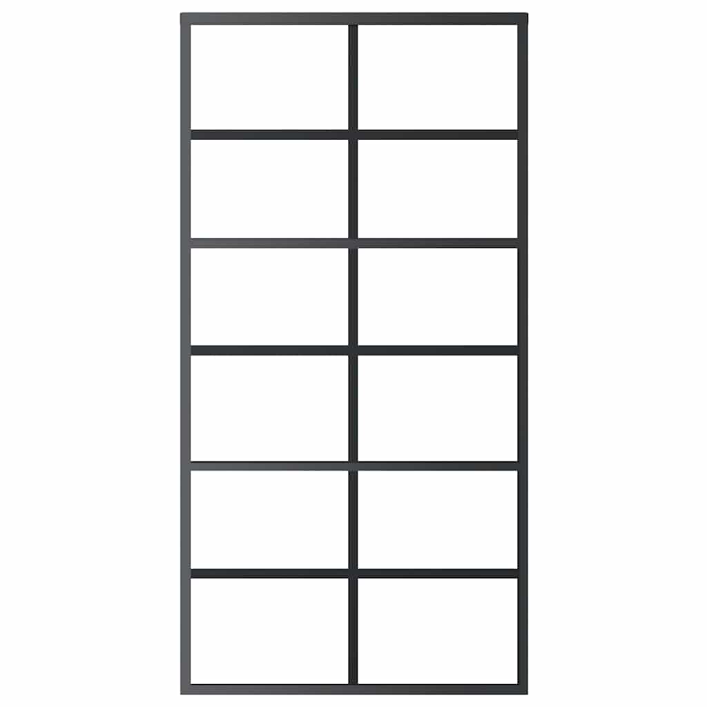 151019 vidaXL Sliding Door ESG Glass and Aluminium 102x205 cm Black