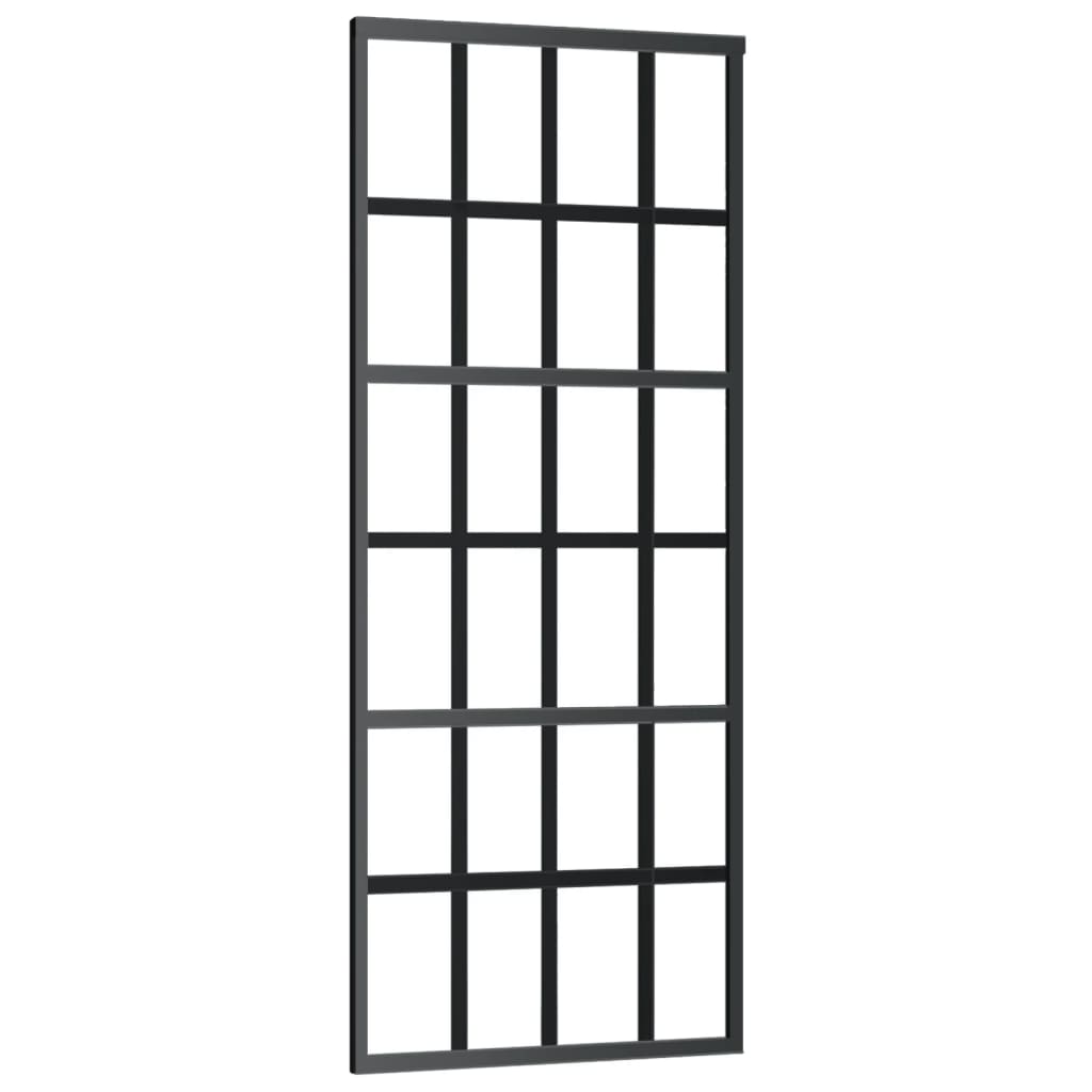 vidaXL Sliding Door ESG Glass and Aluminium 76x205 cm Black