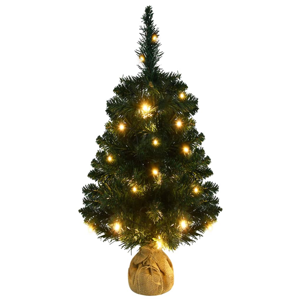 vidaXL Artificial Pre-lit Christmas Tree with Stands Green 90 cm PVC