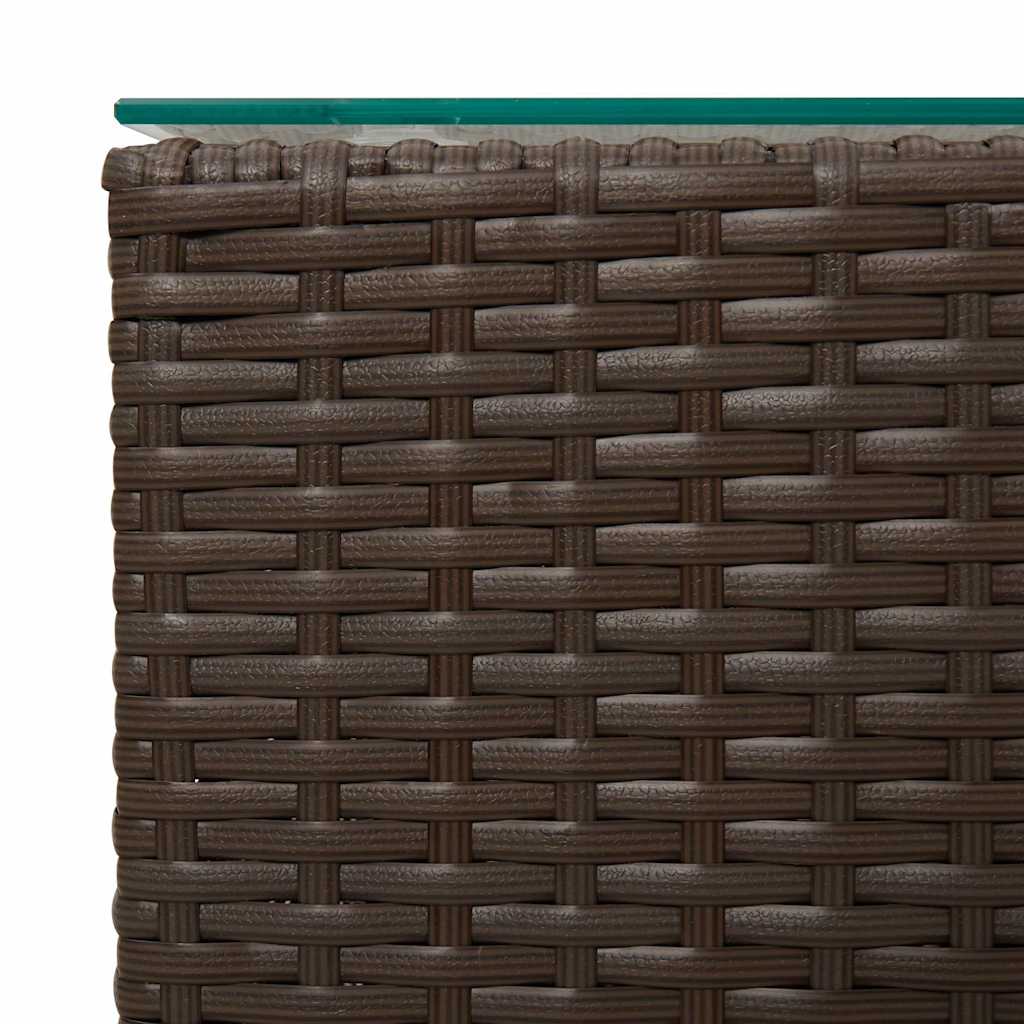 316380 vidaXL Side Tables 3 pcs with Glass Top Brown Poly Rattan