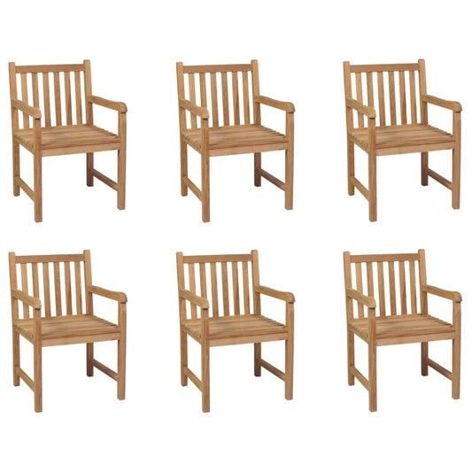 Outdoor Chairs 6 pcs Solid Teak Wood