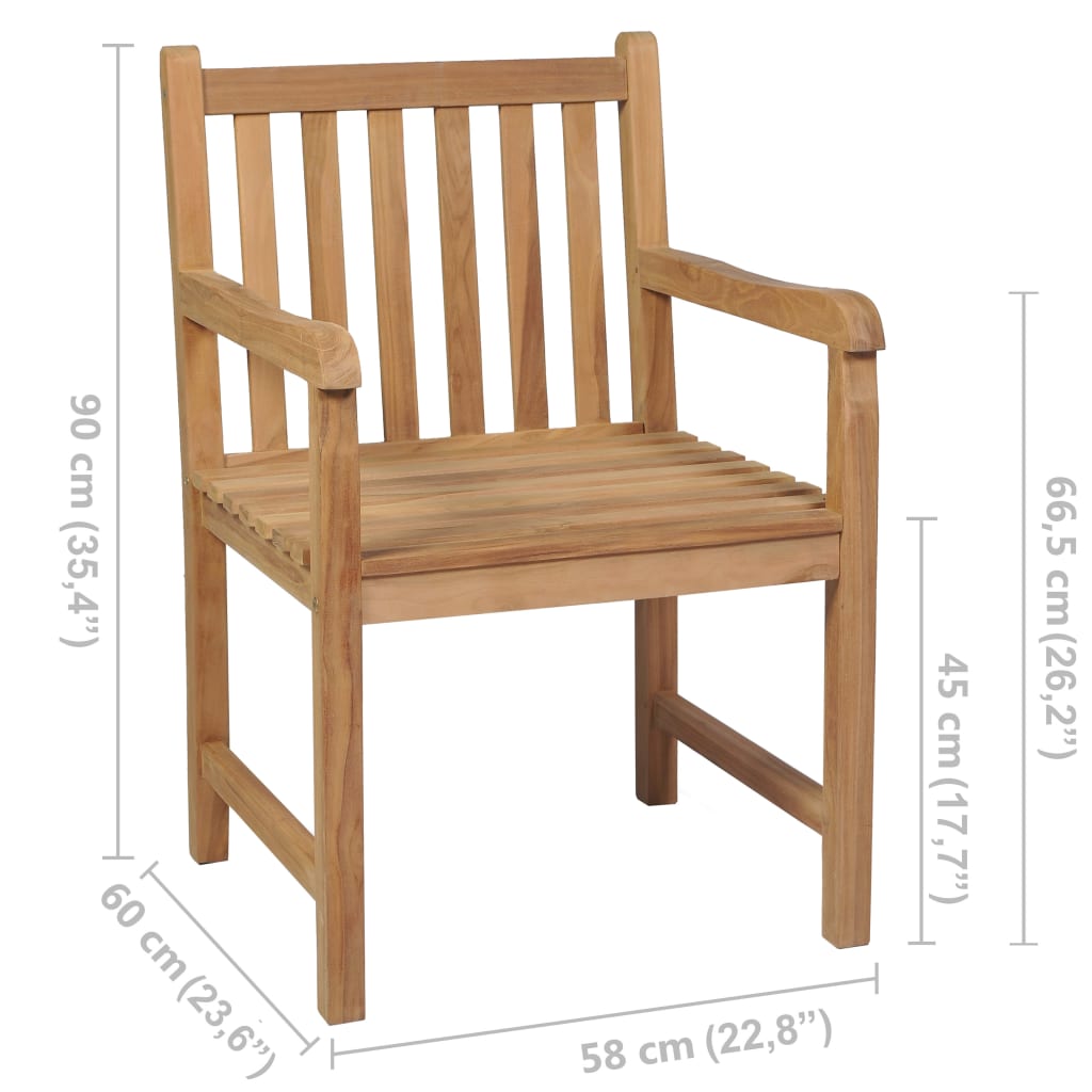 Outdoor Chair Set of 6 | Brown | Solid Teak Wood | Standard | Durable