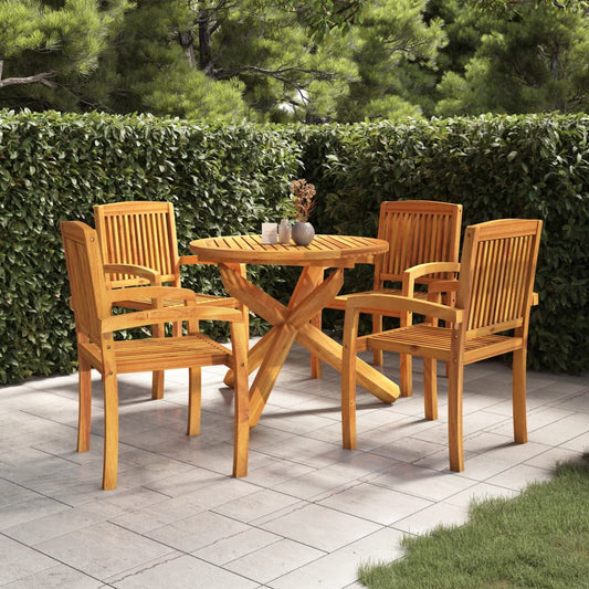 vidaXL 5 Piece Garden Dining Set Solid Wood Teak