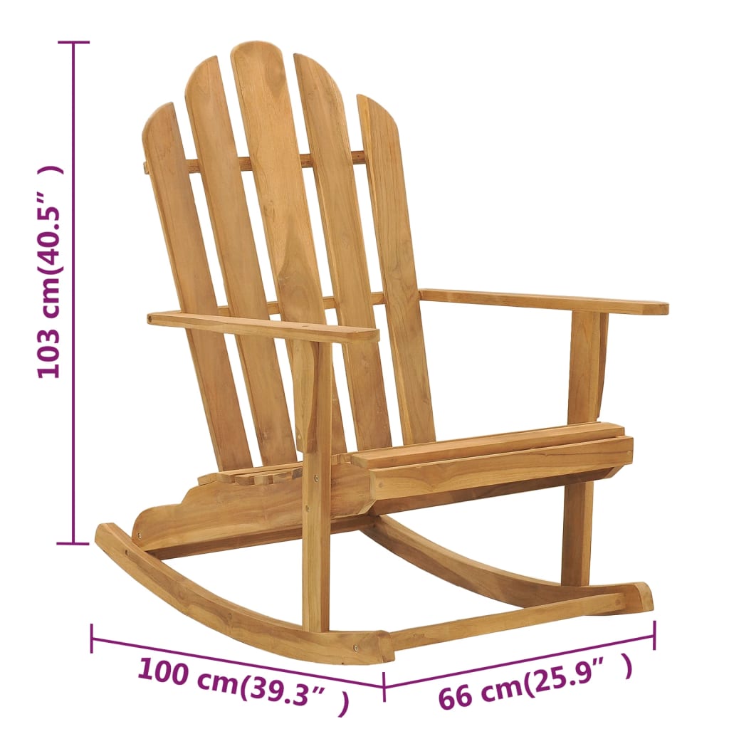 vidaXL Adirondack Rocking Chairs 2 pcs Solid Wood Teak