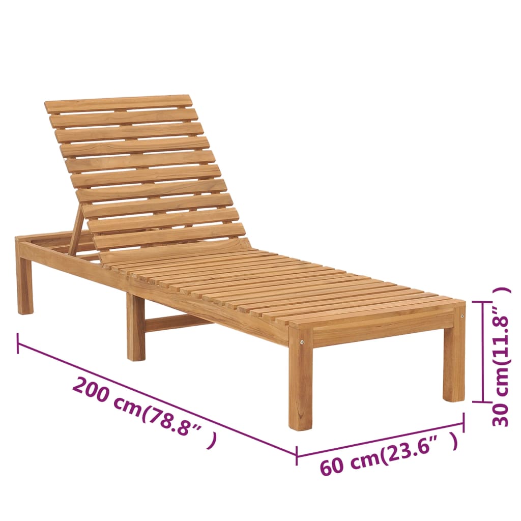 vidaXL Sun Loungers 2 pcs Solid Wood Teak