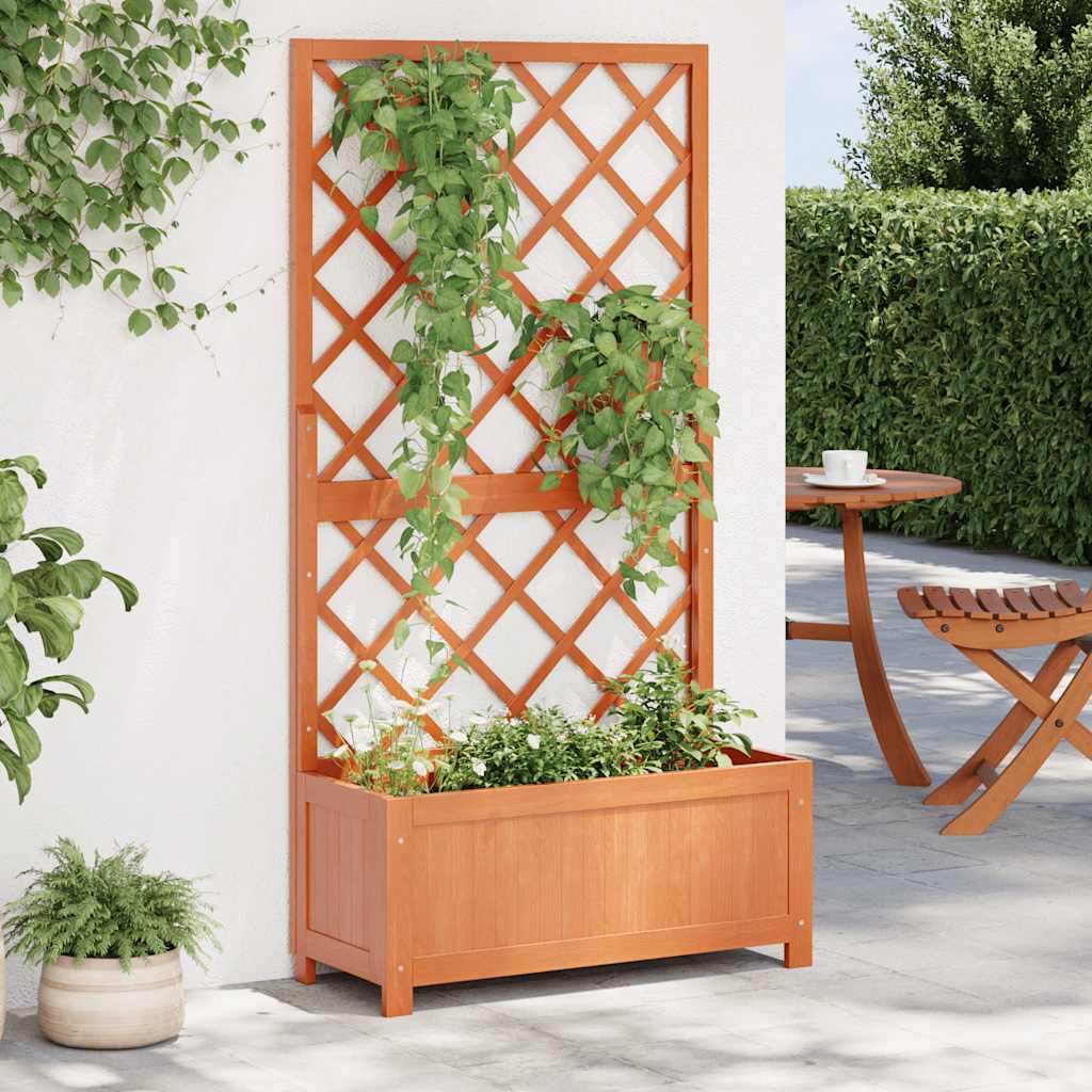 Planter | Brown | Solid firwood | Large | Durable | Planter | Rectangular
