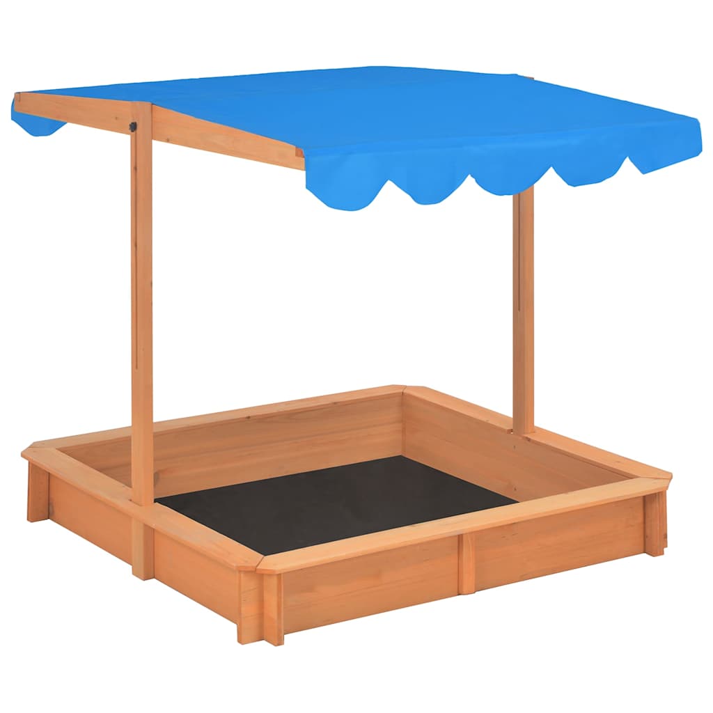 316473 vidaXL Sandbox with Adjustable Roof Firwood 115x115x115 cm