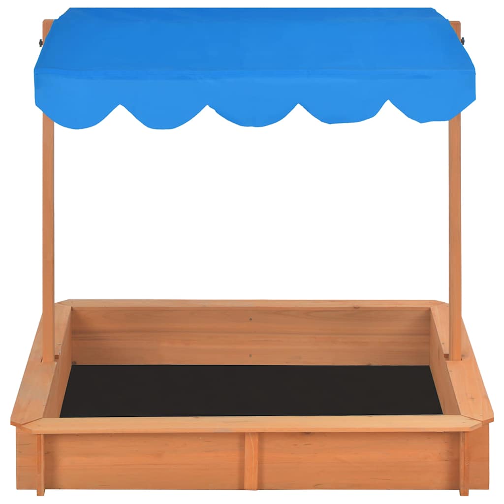316473 vidaXL Sandbox with Adjustable Roof Firwood 115x115x115 cm