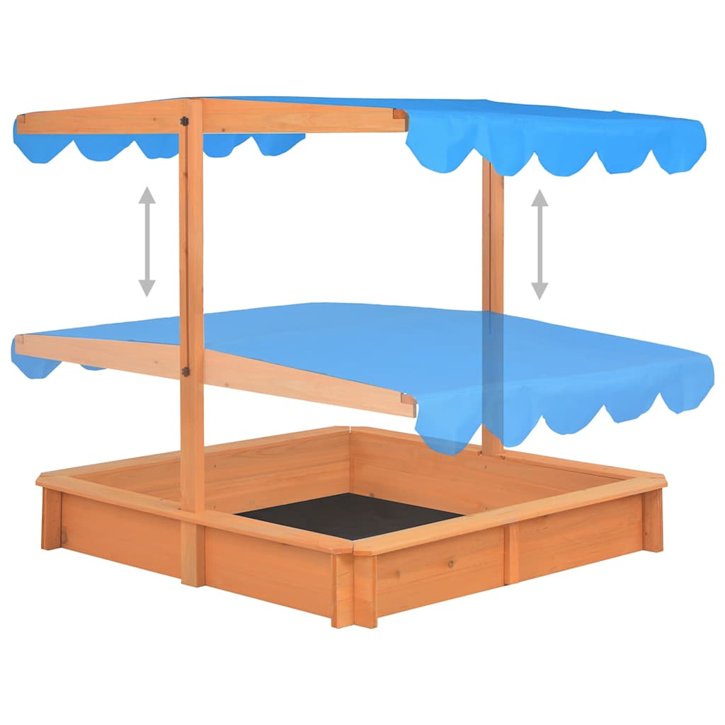 316473 vidaXL Sandbox with Adjustable Roof Firwood 115x115x115 cm
