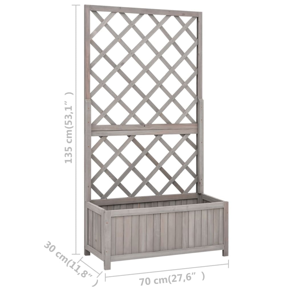Planter | Grey | Solid firwood | 70 x 30 x 135 cm | Planters | Planter