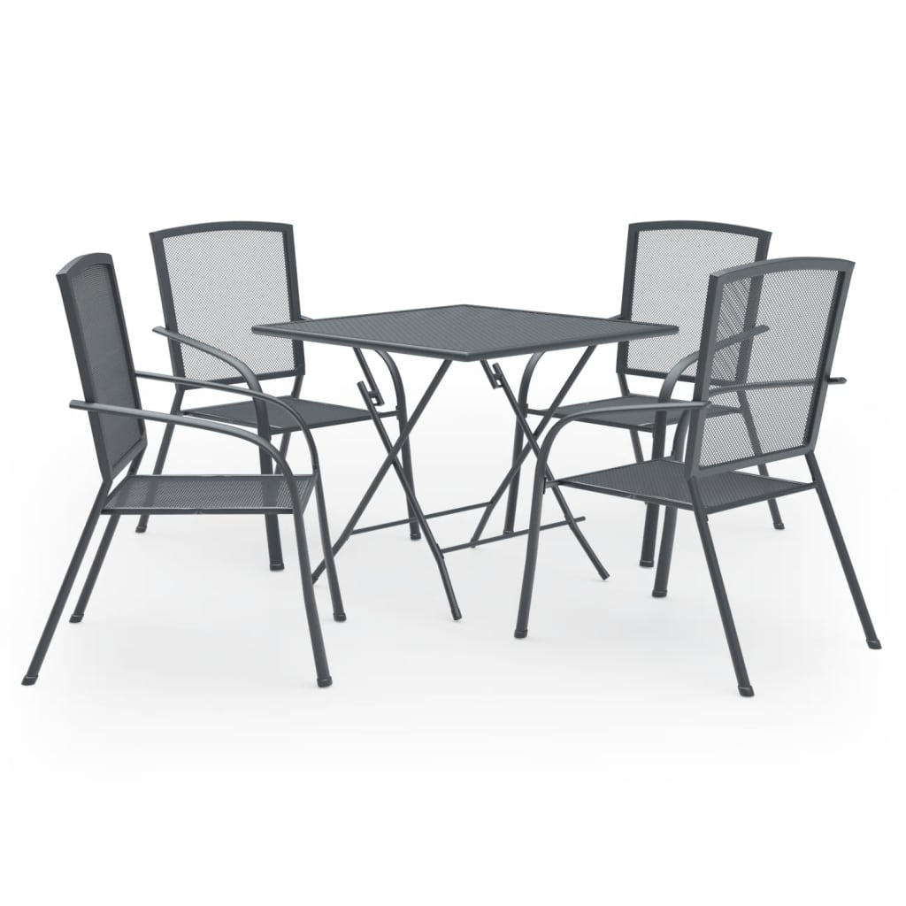 vidaXL 5 Piece Garden Dining Set Steel Anthracite