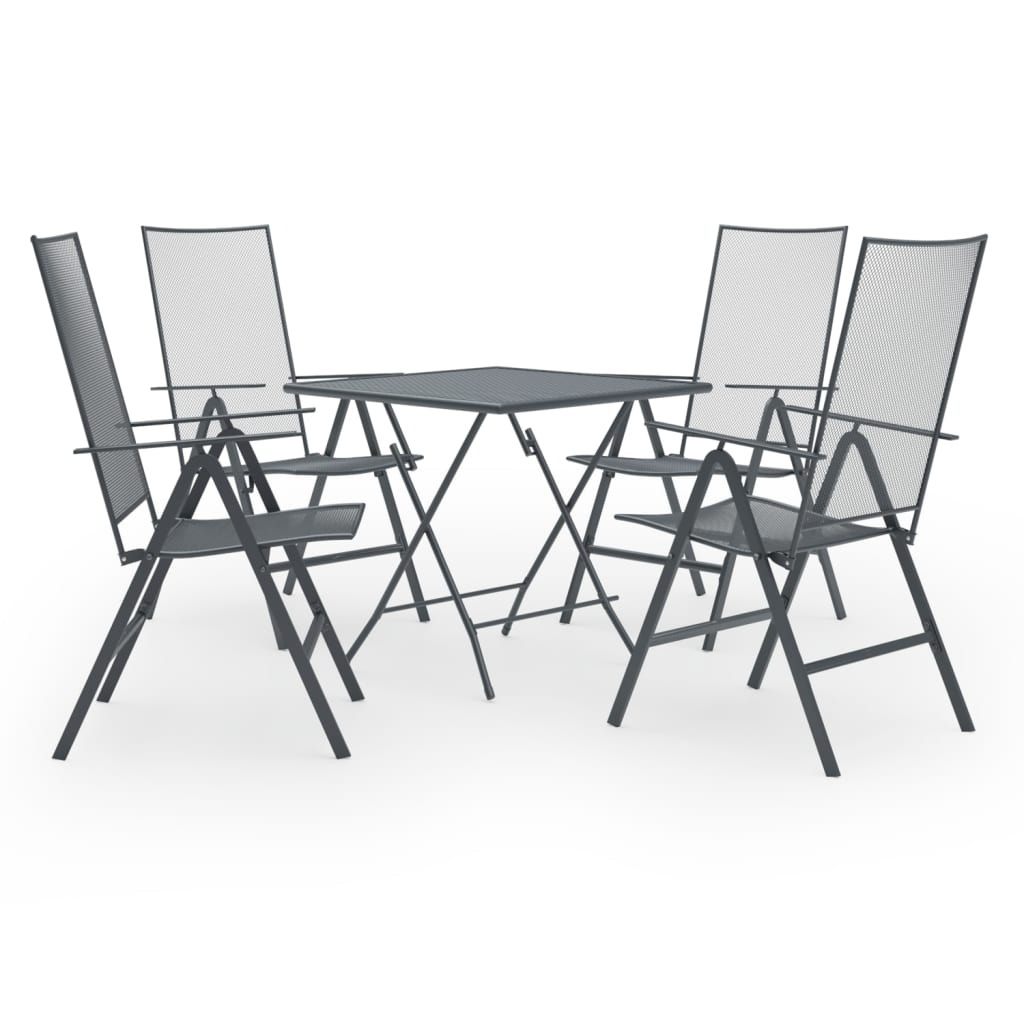 vidaXL 5 Piece Garden Dining Set Steel Anthracite