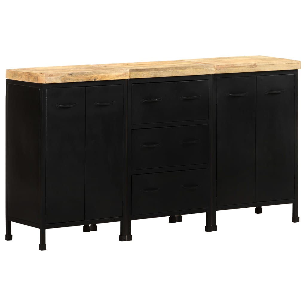 vidaXL Sideboard with 3 Drawers and 4 Doors Rough Mango Wood